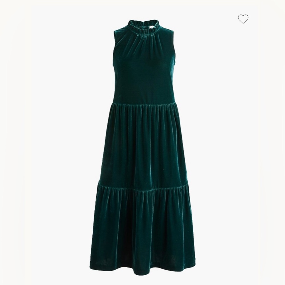 J. Crew Velvet Sleeveless Green Midi Dress